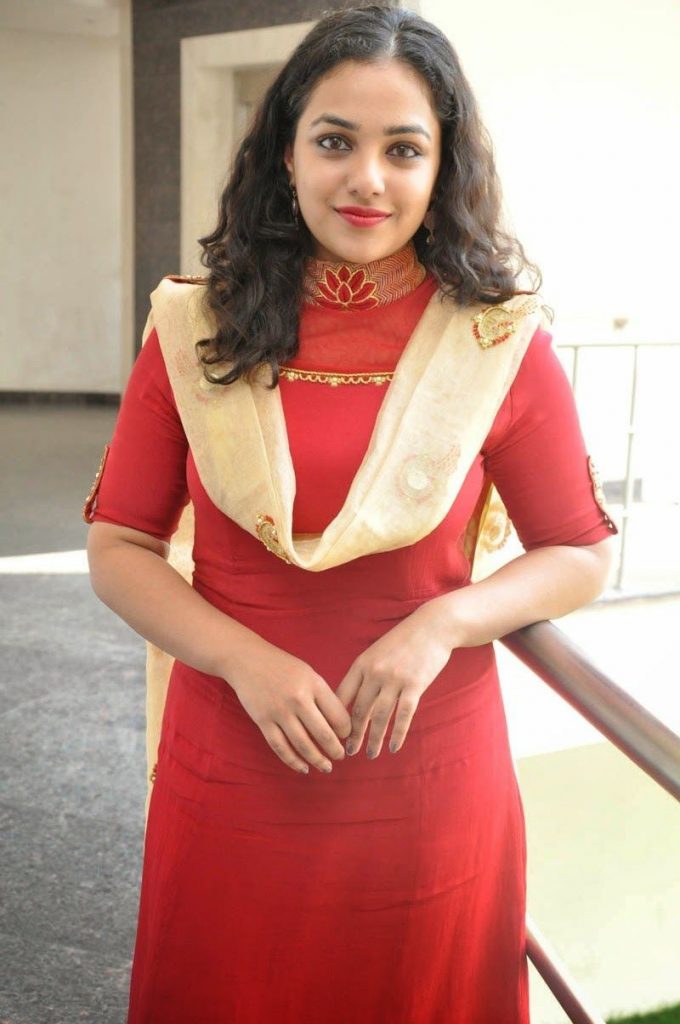 Attractive Red Dress Image Of Nithya Menen