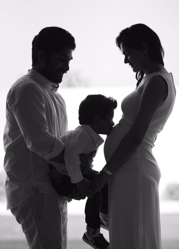Beautiful Family Black And White Image Of Allu Arjun