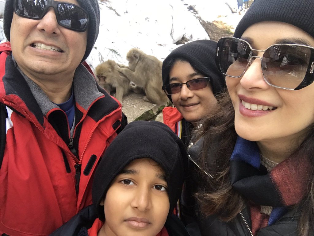 Outdoor Family Selfie Image Of Madhuri Dixit