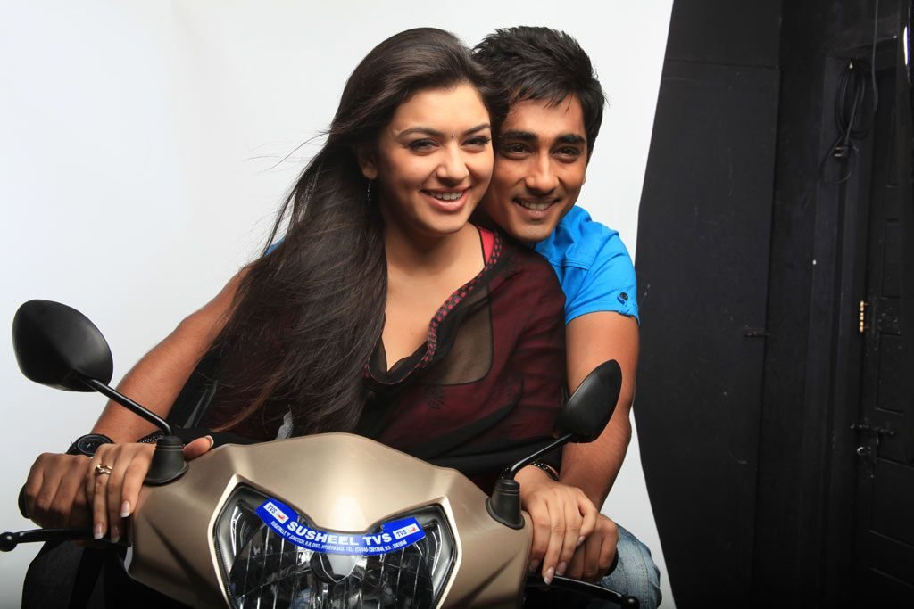 Siddharth And Hansika With In Bike Photoshoot