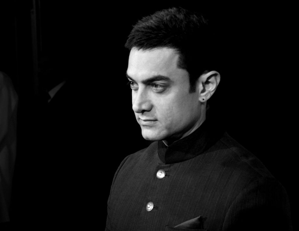 Smart Black And White Image Of Aamir Khan