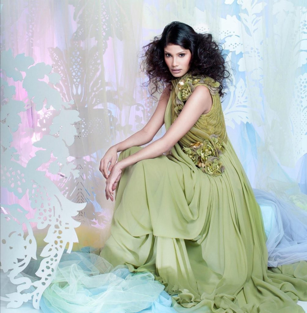Nicole Faria In Designer Green Dress